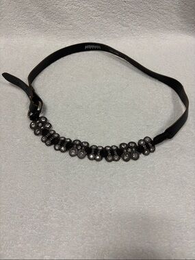 Antoniazzi Firenze Black Leather concha Crystal hoop Accent Belt women’s xl